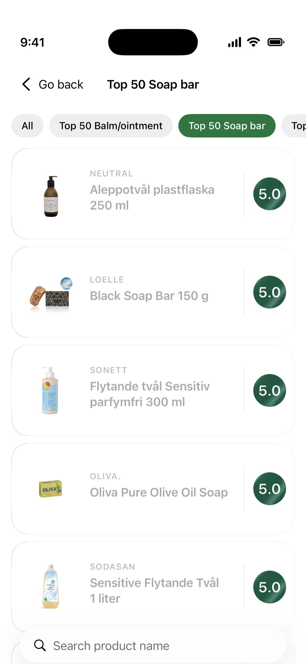 Discovering top-rated products in Skinimalist